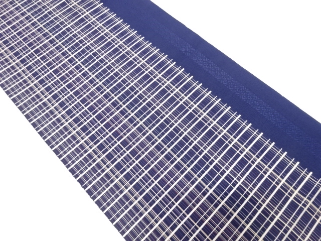 本場筑前博多　格子模様織り出し　名古屋帯